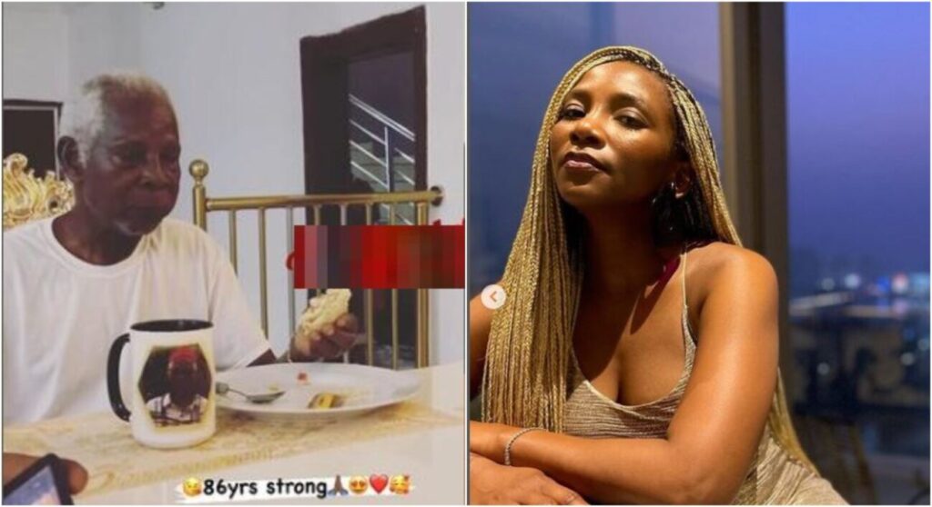 ‘Now I see where she got those genes’ Nigerians react to photo of Actress Genevieve Nnaji’s 86 years old father