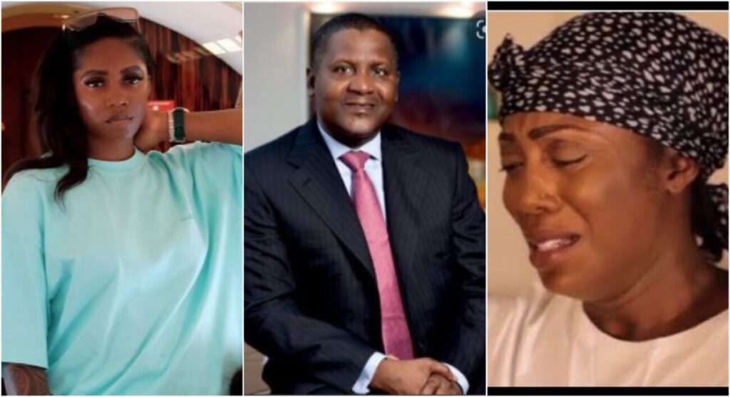 ‘You have money and fame, what else do you want’ Fans tackle Tiwa Savage as she laments why Dangote is not her father