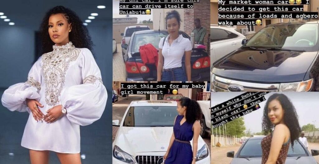 Reality star, Nini shares throwback photos of all her over 7 cars