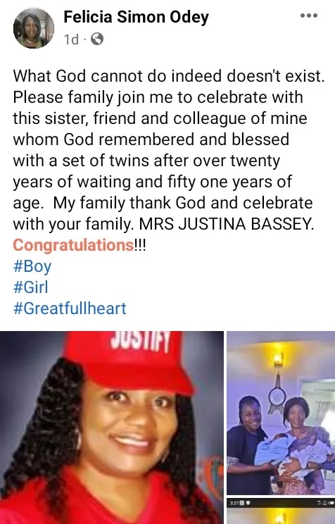 51-year-old Nigerian woman gives birth to twins after over 20 years of waiting