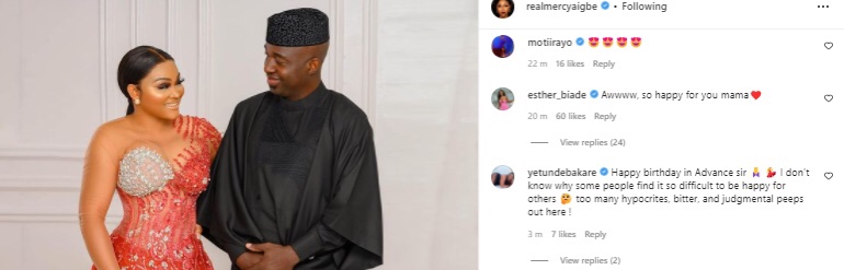 “Too many bitter peeps” Actress Yetunde Bakare slams critics of Mercy Aigbe’s new marriage