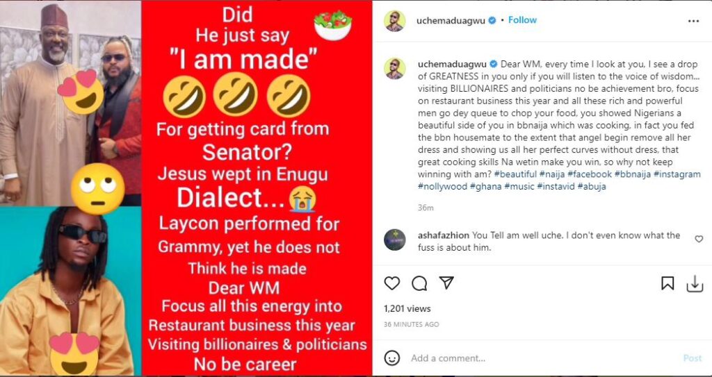 “Focus on restaurant business, visiting billionaires and politicians isn’t achievement’ Actor Uche Maduagwu blast Whitemoney