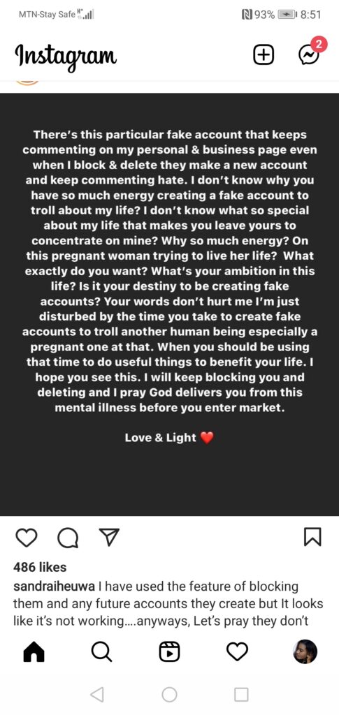 ‘What exactly do you want from this pregnant woman trying to live her life’ Ubi Franklin baby mama Sandra Iheuwa cries out