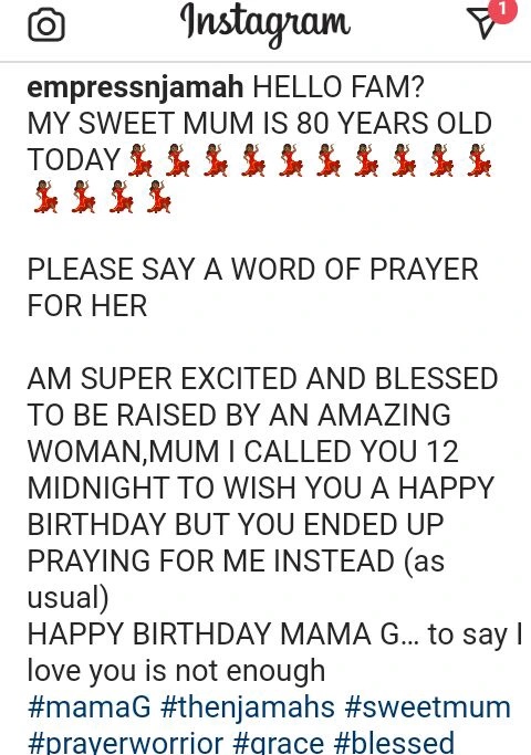 “To Say I Love You Isn’t Enough” Actress Empress Njamah Tells Her Mother As She Turns 80 (Photos)