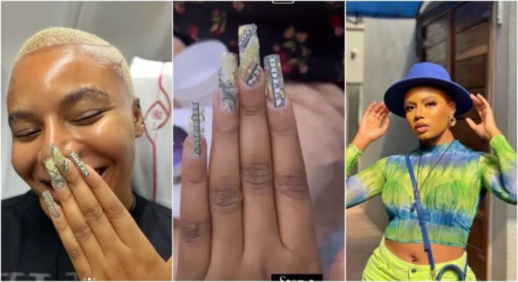 ‘You can be arrested for this’ Nigerians tackle Nancy Isime after using dollars to give her nails a new look