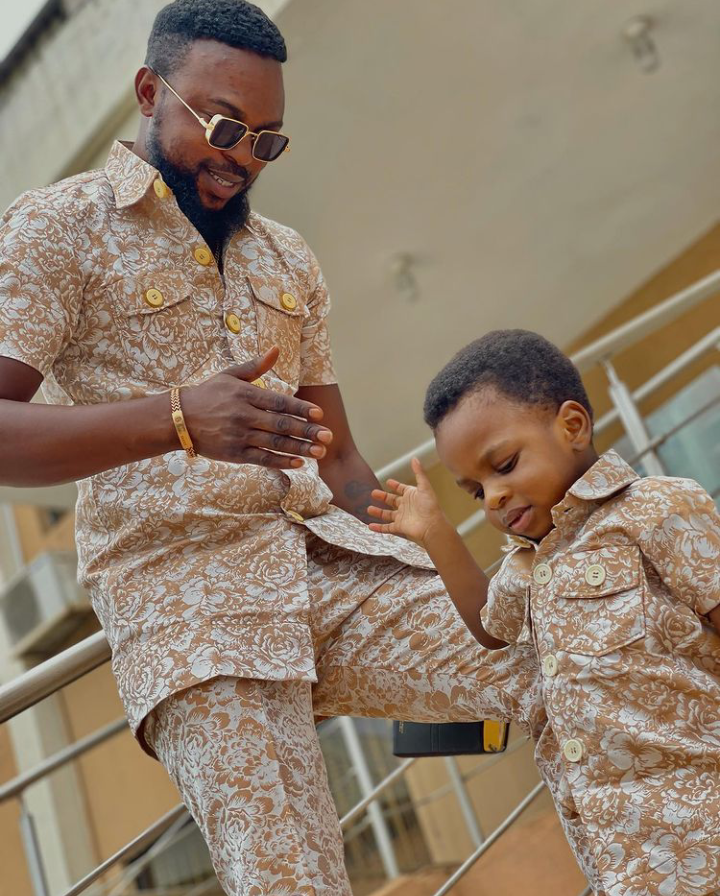 “As this Ire dey grow na his papa he dey resemble oo” – Fans React to Actor Kolawole Ajeyemi and His Son Ire Rocking Matching Outfits To Church (Video)