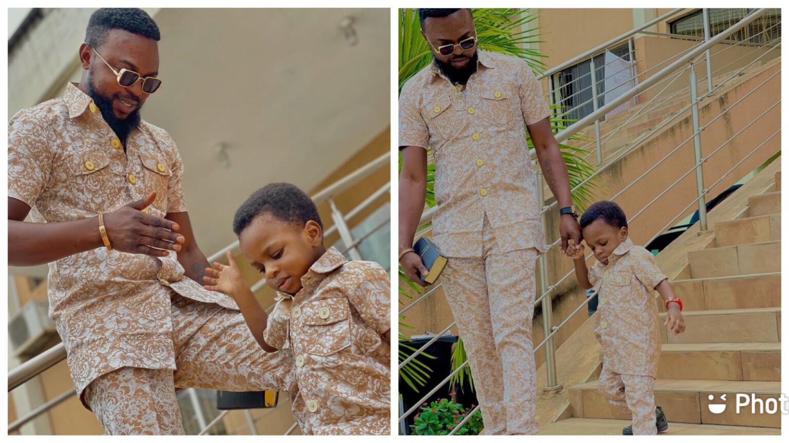 “As this Ire dey grow na his papa he dey resemble oo” – Fans React to Actor Kolawole Ajeyemi and His Son Ire Rocking Matching Outfits To Church (Video)