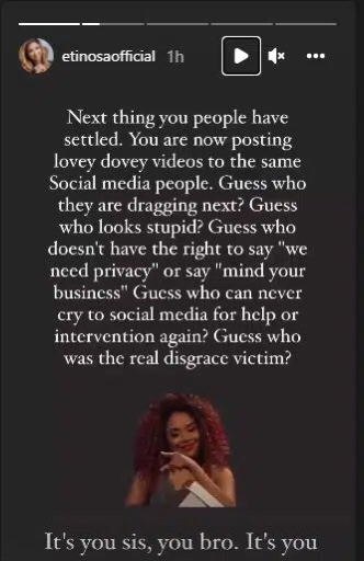 After the public disgrace, what next? Actress Etinosa tackles those who bring their marital crisis to social media