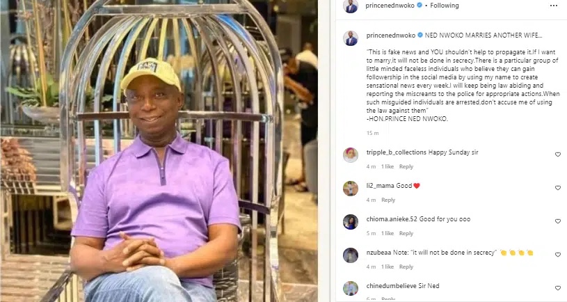 “It will not be done in secrecy” Billionaire Ned Nwoko finally breaks silence on dumping Regina Daniels for new wife