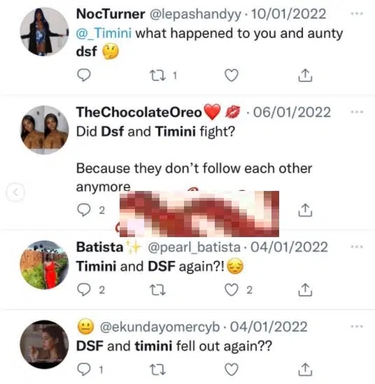 What happened to you and aunty? Fans raise concerns as long time besties Timini Egbuson and Dorcas Shola- Fapson fall apart