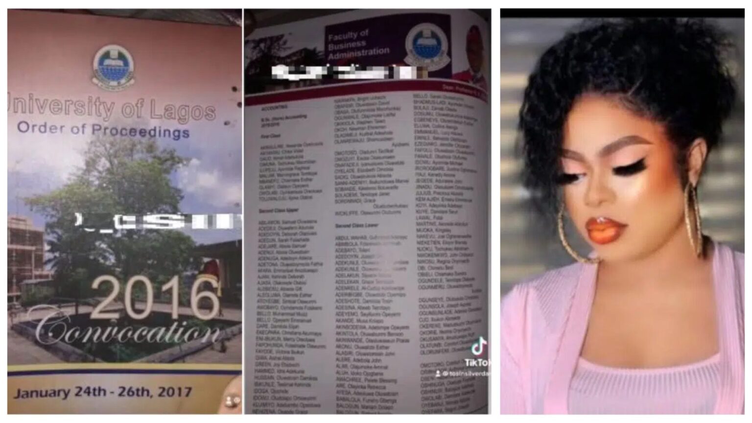 ‘Bob and lies in the mud’ Nigerians react as Bobrisky’s name gets missing in Unilag 2015/2016 convocation list