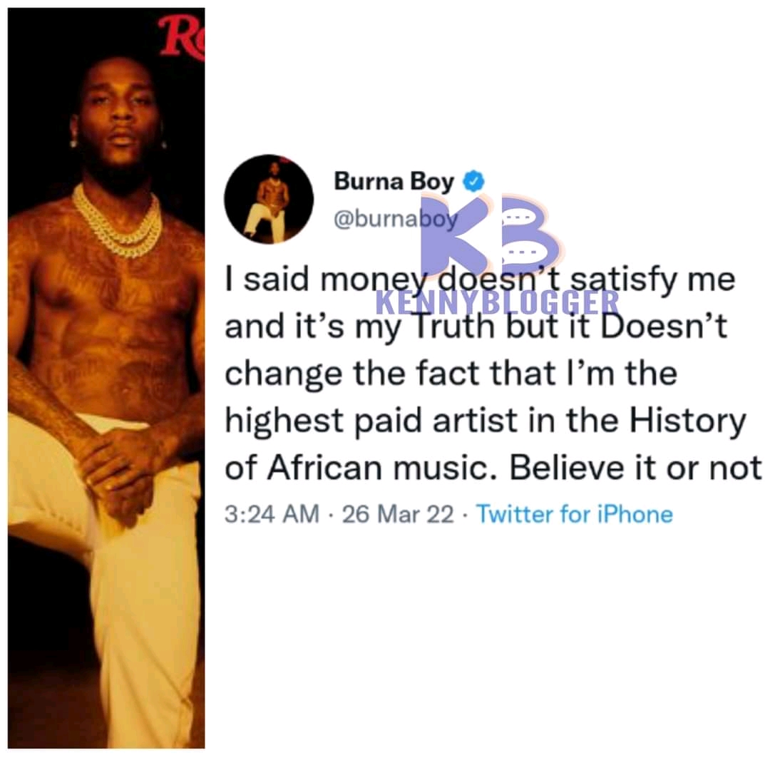 ‘Please rest, no one is arguing with you’ Reactions as Singer Burna Boy brags about being the highest-paid artist in the history of African music