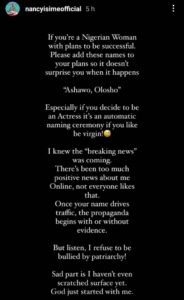 “If you’re a Nigerian woman planning to be successful, add Ashawo and Olosho to your plans” Nancy Isime slams those attributing women’s success to prostitution
