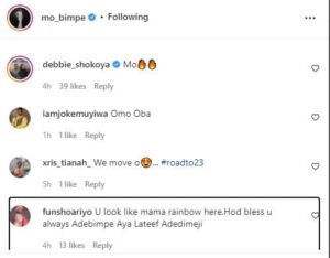 ‘You look like mama rainbow’ Reactions as Lateef Adedimeji’s wife, Actress Mo Bimpe, ‘press necks’ with jaw-dropping photos ahead of her 28th birthday