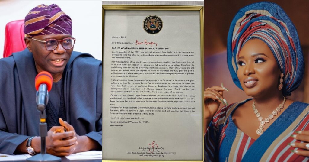 "Which Soap You Dey use,You Don Get Mouth Pass Other Actress” – Reactions as Governor Sanwo Olu honors Actress Mo Bimpe, Shower Her With Gifts (Video)