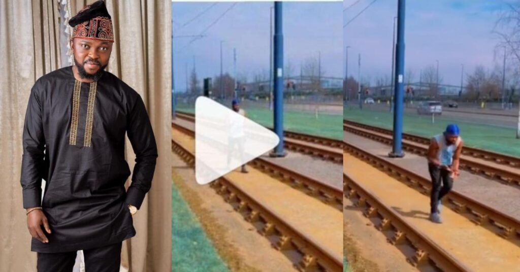 "Every Work Have It’s Own Risk but Daddy Ire Abeg oo This play is Dangerous oo” – Fans React To Actor Kolawole Ajeyemi Acting on A Railway While Train is Passing By (Video)