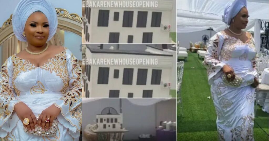 "Hahaha !!! Opor Fun Warisi” – Actress Laide Bakare gets people talking with her Expensive huge house cake At Her House Warming in Lekki (Video)