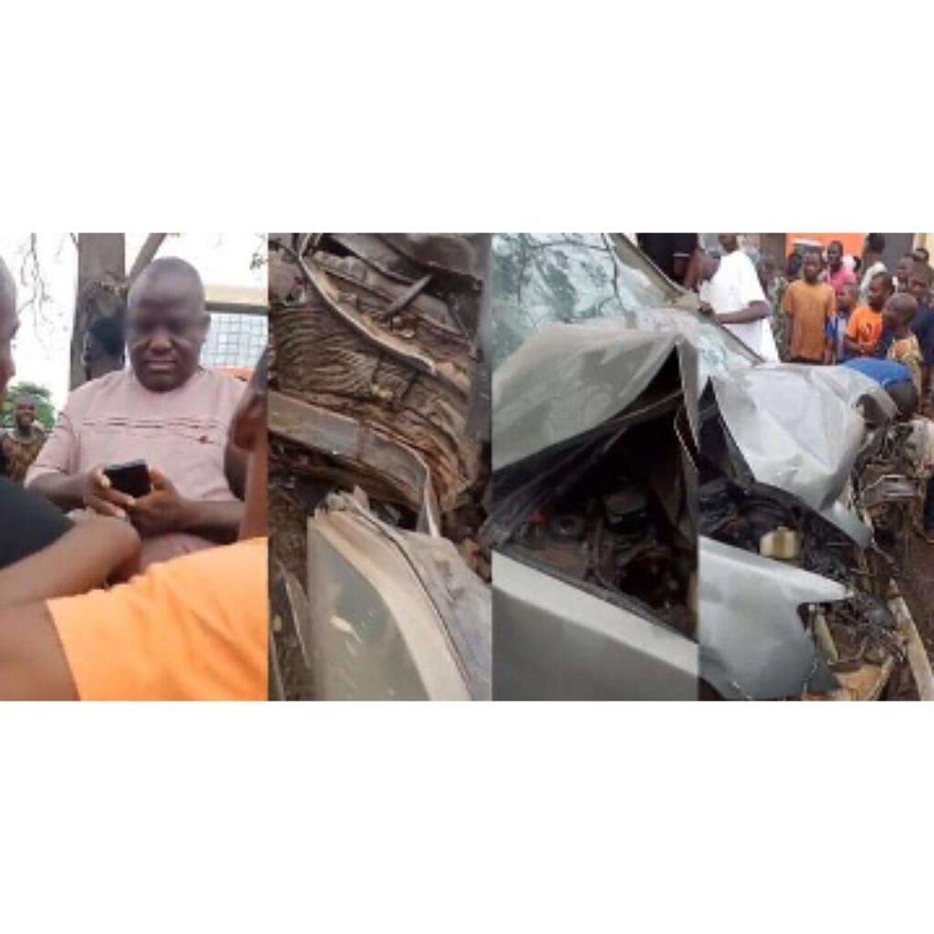 Man and his family miraculously walk away unhurt from an accident that wrecked their car in Lagos (Video)