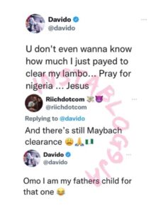 Singer Davido laments bitterly after clearing his Lamborghini with over N70 million