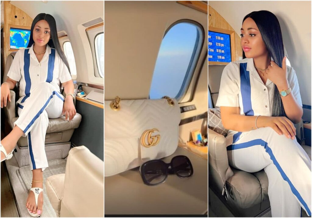 Reactions as Regina Daniels flaunts husband’s wealth while answering the home call