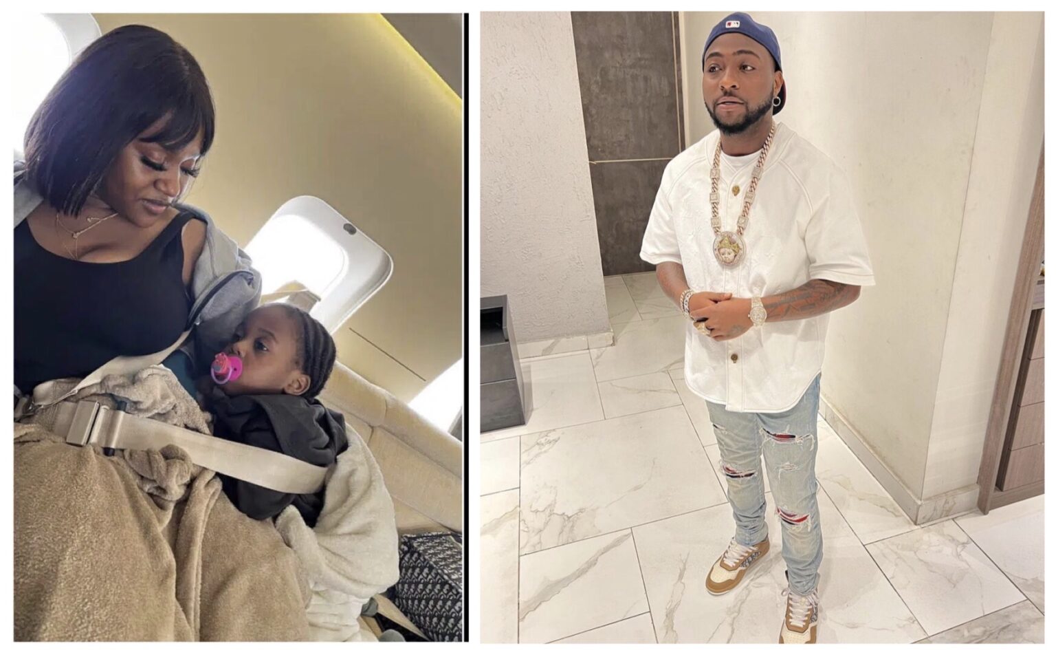 “He turned private jet to Uber” Nigerians react as Davido sents private jet to bring Chioma and son Ifeanyi to his London show (video)