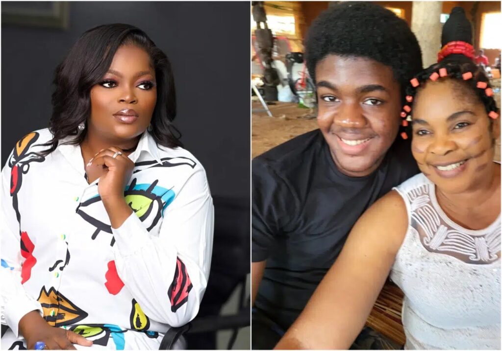 “This is Adelove” Funke Akindele in shock over Kunle Afolayan’s son’s resemblance to his grandfather, Adelove