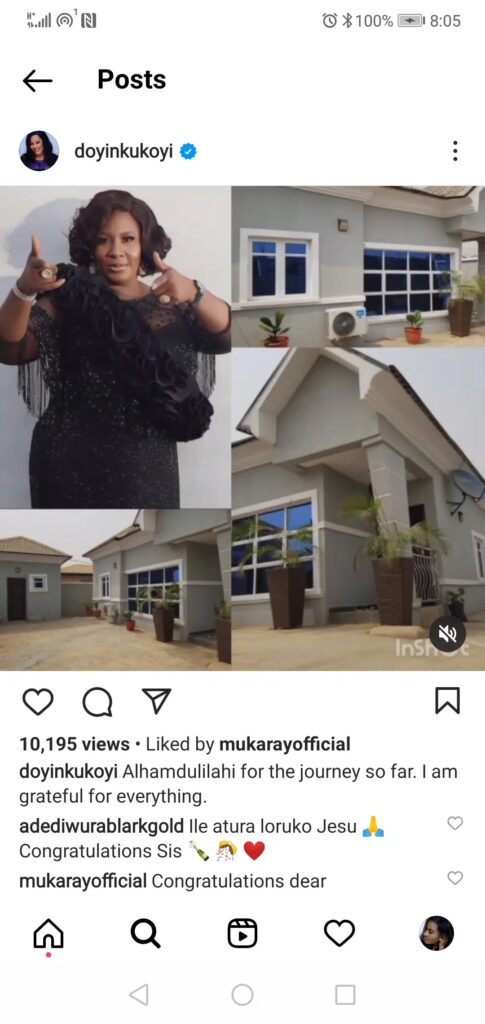 Congratulations as Actress Adedoyin Kukoyi becomes latest landlady