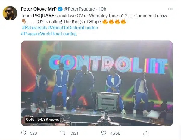 ‘Nigerians won’t see ticket to buy’ Reactions as Singer Peter Okoye brags about shutting down O2 Arena with or without new songs