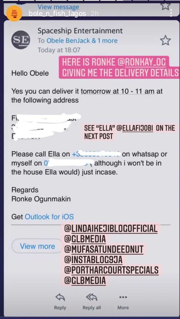 Lady calls out Burna Boy and his mother for unpaid “Bole and Fish” delivery in London