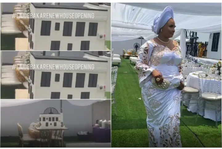 "Hahaha !!! Opor Fun Warisi” – Actress Laide Bakare gets people talking with her Expensive huge house cake At Her House Warming in Lekki (Video)