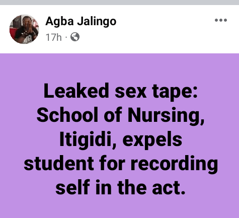 Cross River State School of Nursing and Midwifery reportedly expels female student in alleged leaked s3x tapes