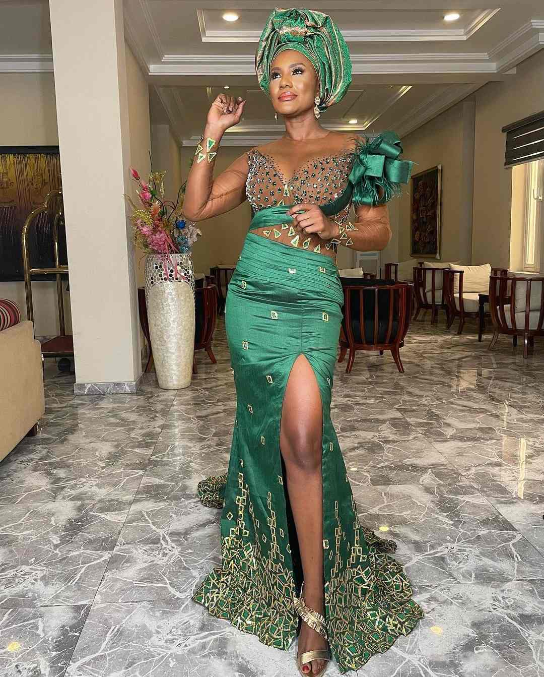 More stunning Asoebi styles from celebrities at Rita Dominic’s traditional marriage