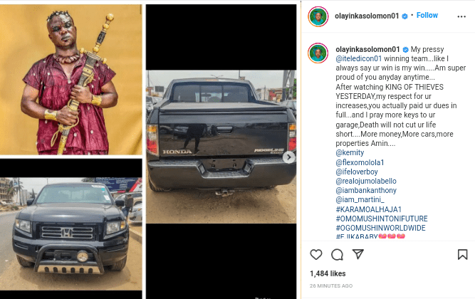 Congratulations are in order for Yoruba Actor, Ibrahim Yekini as he acquires a new car (photos)