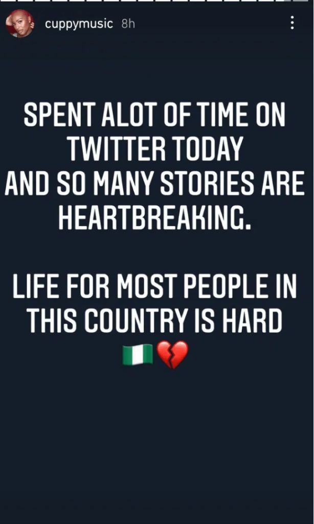 “The life of most people in this country is hard” DJ Cuppy’s heart bleeds for Nigerians