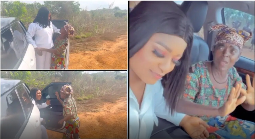 ‘This is pure love’ Reactions as an aged woman prays passionately for Actress Destiny Etiko