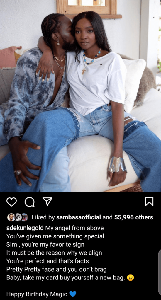 “Baby You Are My angel from above, take my card buy yourself a new bag,But Don’t Spend Money Finish” – Adekunle Gold to Simi on her birthday (Video)