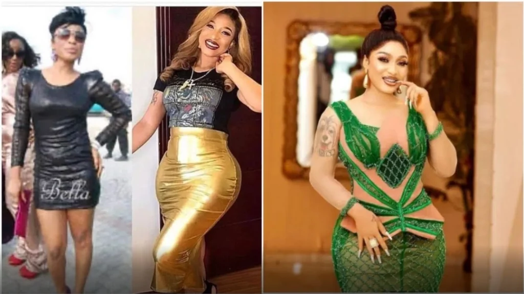 ‘Jesus and my doctors did it’ Actress Tonto Dikeh brags as she shares before and after photos of her body transformation