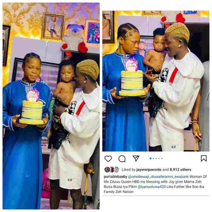 Nigerian Fast-rising Singer, Portable Celebrates His Wife's Birthday (Photos)