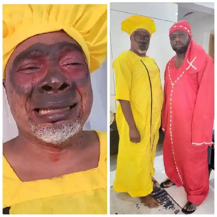 Actor, Muka Ray Drops Amazing Costumes Pictures With Veteran Actor, Olaiya Igwe On Movie Set