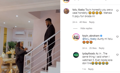 “Me am not Going Anywhere, All this thin thin legs Ladies Cannot Come and snatch my husband” – Mixed Reactions As Actress Toyin Abraham Sings Carry Me dey Go song for her husband (Video)