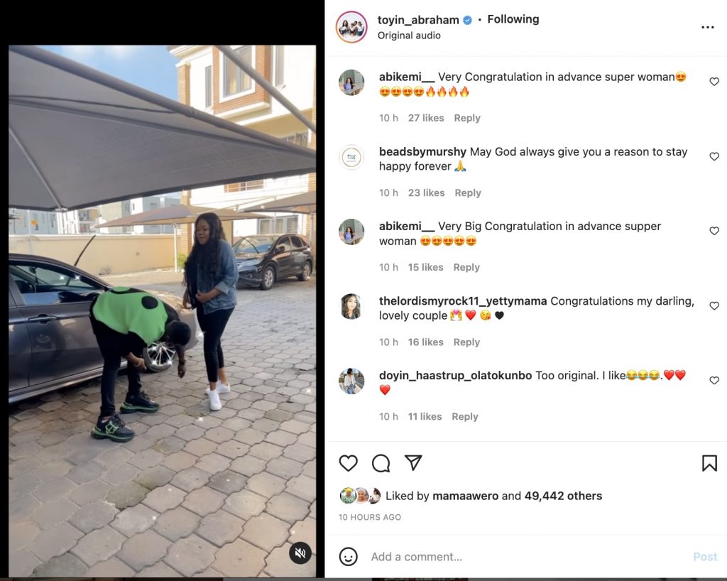 Safe delivery prayers rains as Toyin Abraham flaunt baby bump