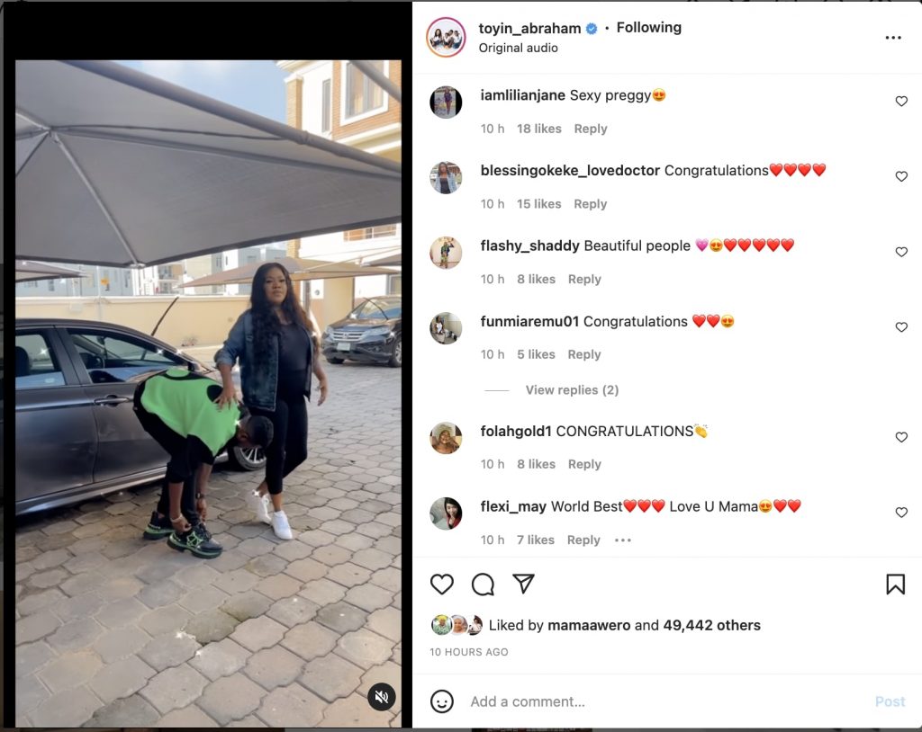 Safe delivery prayers rains as Toyin Abraham flaunt baby bump