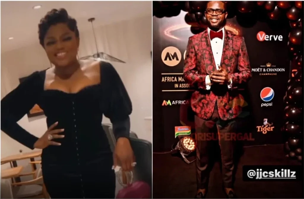 Funke Akindele and JJC Skillz reunite at AMVCA award night (video)