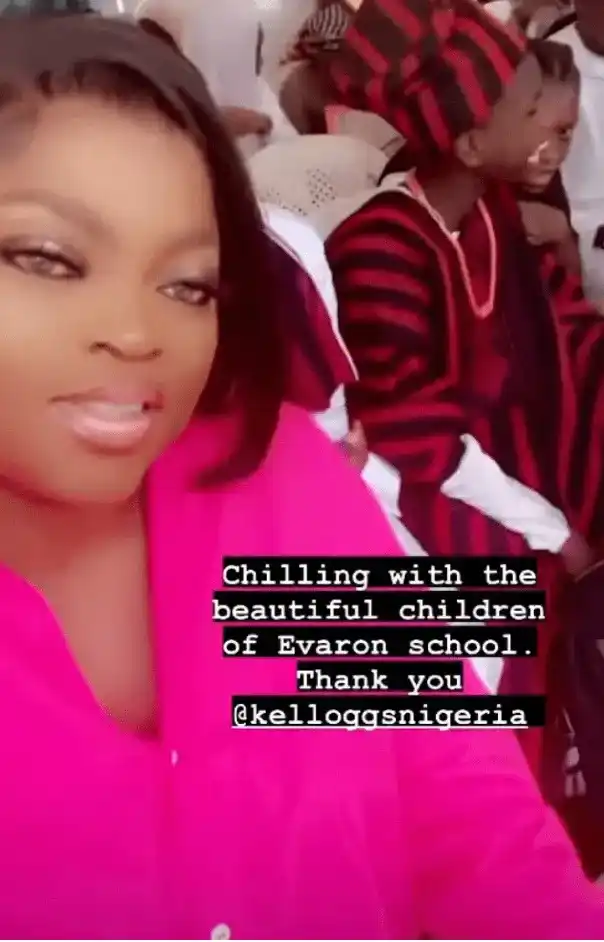 Actress Funke Akindele storms Lagos school to celebrate children (Photos and Video)