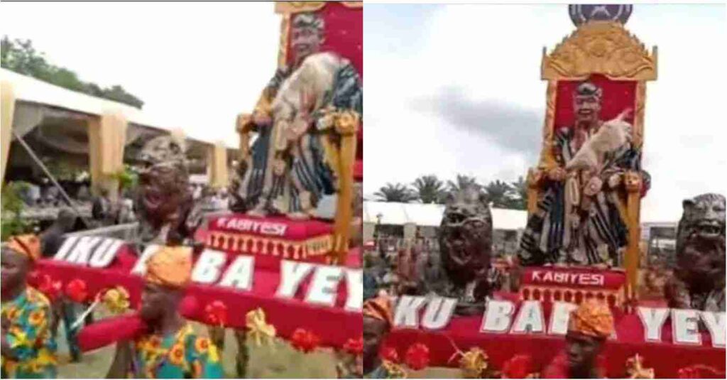 Reaction As Alaafin Of Oyo’s ‘Appearance’ Surface At His Celebration Of Life, Sparks Reactions (Photos And Video)