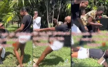 Young lady leaves her friend and loved ones in shock after collapsing while being proposed to by her boyfriend