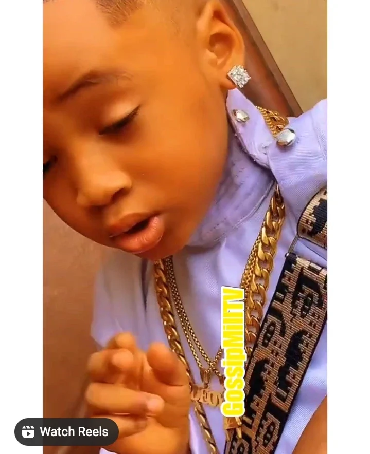 "Where Did He Get The Money" Little Boy Spark Reactions as He show off His Dyed Hair, Pierced Ears With Big Expensive Jewelry (Video)