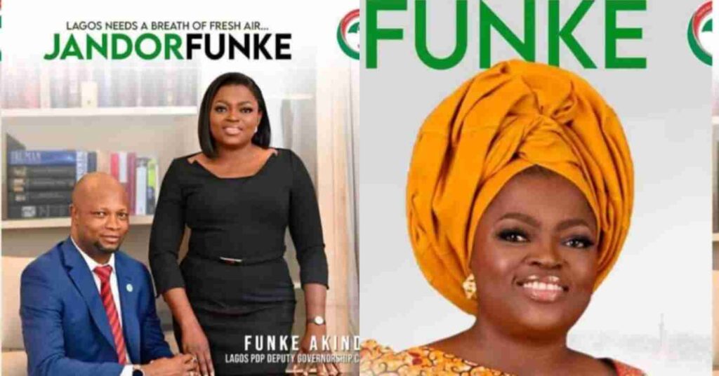 “Breath Of Fresh Air” Funke Akindele Ditches Husband’s Surname, “Bello” As She Unveils Political Posters