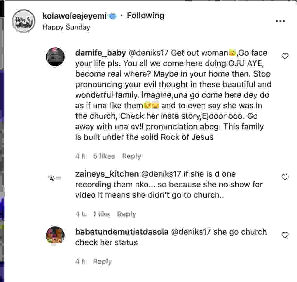 “So it is True that u don’t go to church” -Reactions as Toyin Abraham’s husband and kids spotted in church without her