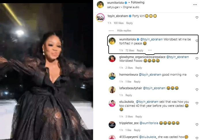 "Forty Kini, Go And Sleep It Not Your Turn Yet" Toyin Abraham reactions as Wumi Toriola count down to clock 40